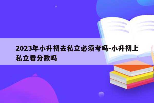 2023年小升初去私立必须考吗-小升初上私立看分数吗