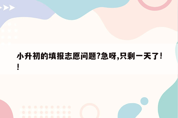 小升初的填报志愿问题?急呀,只剩一天了!!