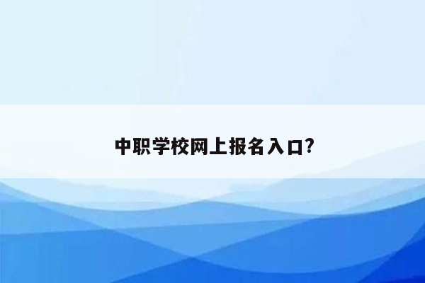 中职学校网上报名入口?