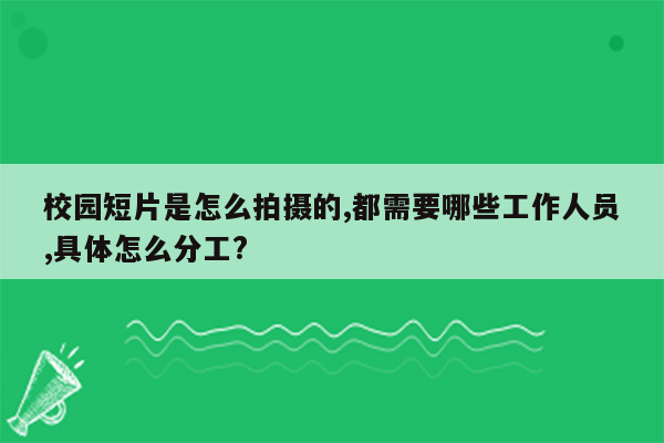 校园短片是怎么拍摄的,都需要哪些工作人员,具体怎么分工?