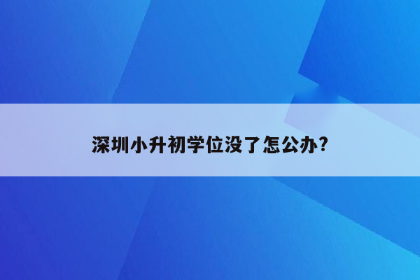 深圳小升初学位没了怎公办?