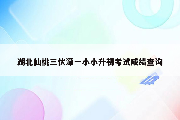 湖北仙桃三伏潭一小小升初考试成绩查询