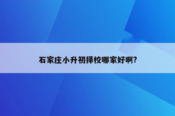 石家庄小升初择校哪家好啊?