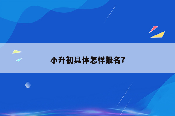 小升初具体怎样报名?