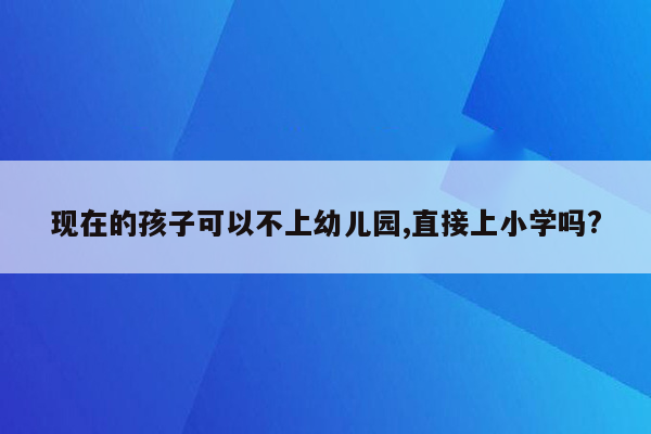 现在的孩子可以不上幼儿园,直接上小学吗?