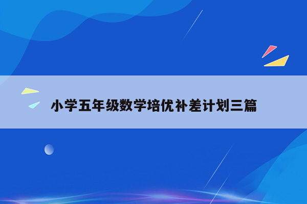 小学五年级数学培优补差计划三篇