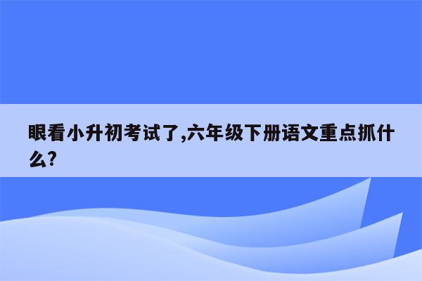 眼看小升初考试了,六年级下册语文重点抓什么?