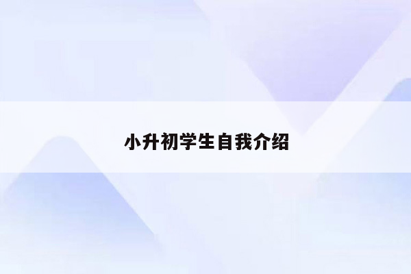 小升初学生自我介绍