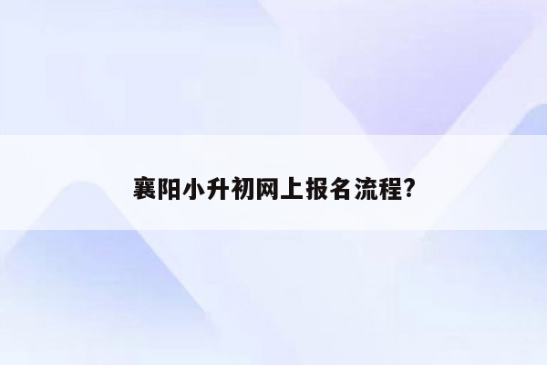 襄阳小升初网上报名流程?