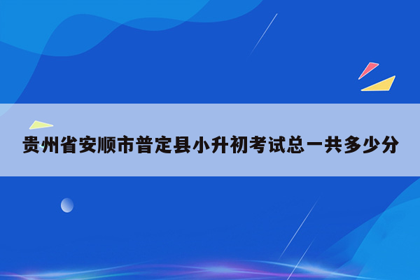 贵州省安顺市普定县小升初考试总一共多少分