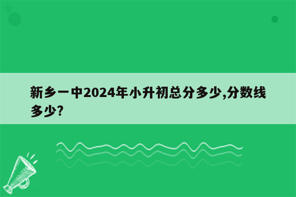 新乡一中2024年小升初总分多少,分数线多少?