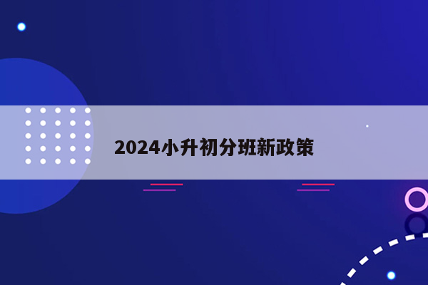 2024小升初分班新政策