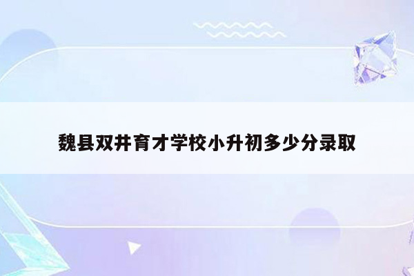 魏县双井育才学校小升初多少分录取