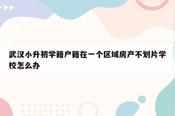 武汉小升初学籍户籍在一个区域房产不划片学校怎么办