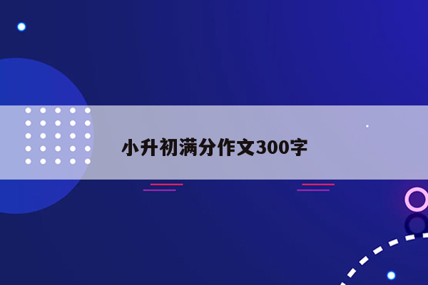 小升初满分作文300字