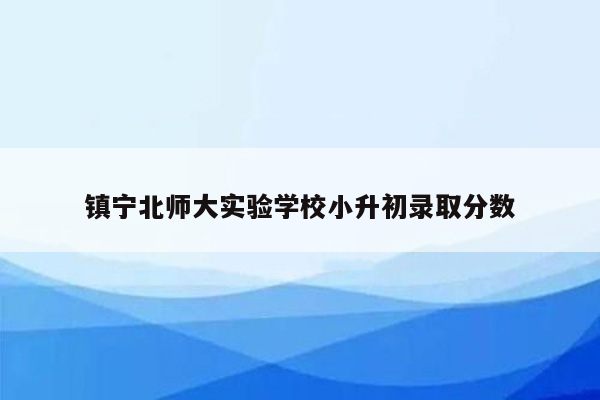 镇宁北师大实验学校小升初录取分数