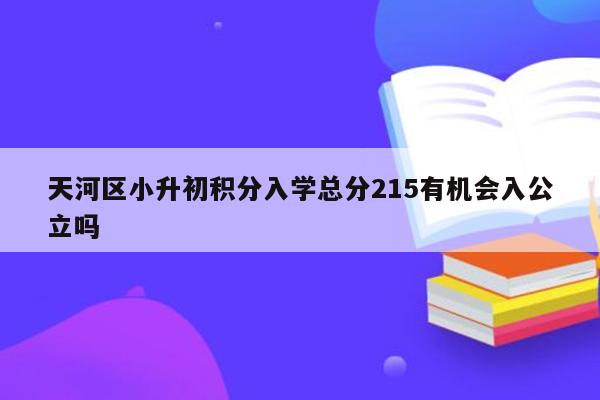 天河区小升初积分入学总分215有机会入公立吗