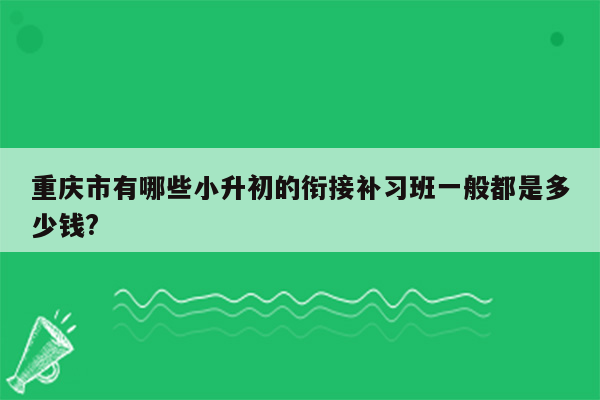 重庆市有哪些小升初的衔接补习班一般都是多少钱?