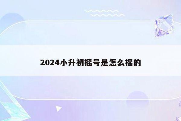 2024小升初摇号是怎么摇的