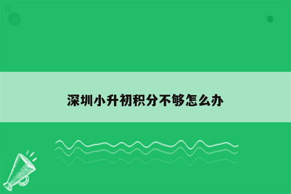 深圳小升初积分不够怎么办