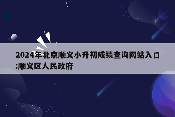 2024年北京顺义小升初成绩查询网站入口:顺义区人民政府