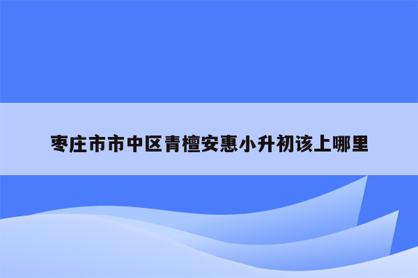 枣庄市市中区青檀安惠小升初该上哪里