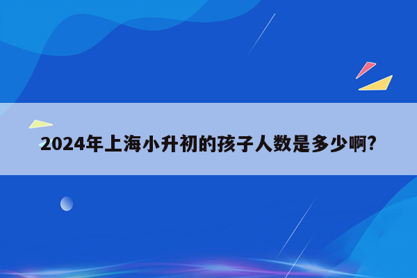 2024年上海小升初的孩子人数是多少啊?