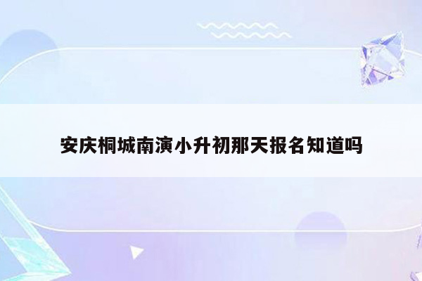 安庆桐城南演小升初那天报名知道吗