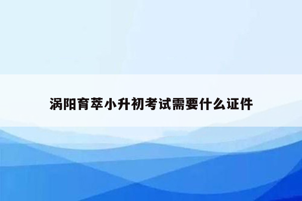 涡阳育萃小升初考试需要什么证件