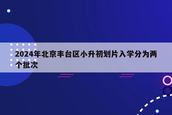 2024年北京丰台区小升初划片入学分为两个批次