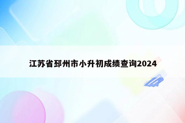 江苏省邳州市小升初成绩查询2024