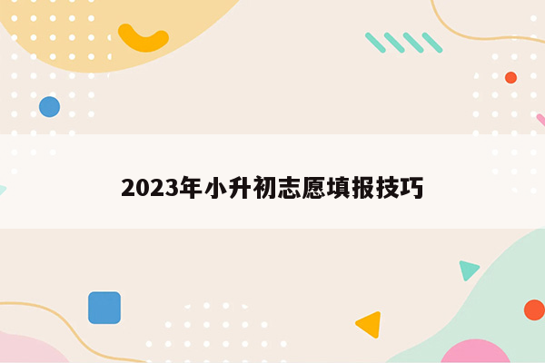 2023年小升初志愿填报技巧