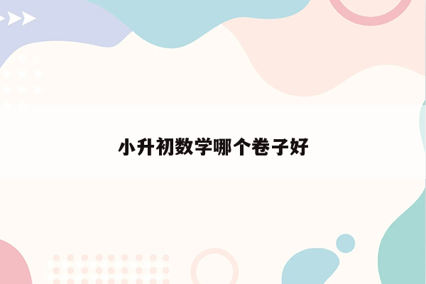 小升初数学哪个卷子好