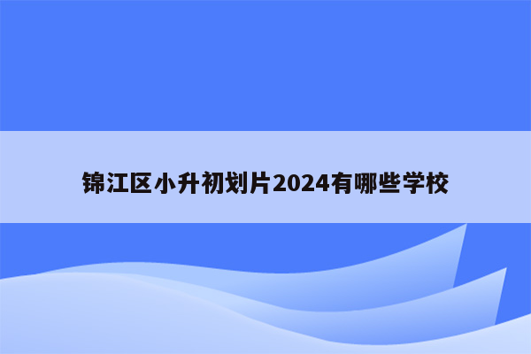 锦江区小升初划片2024有哪些学校