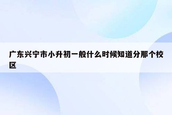 广东兴宁市小升初一般什么时候知道分那个校区