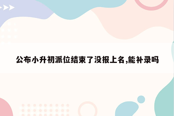 公布小升初派位结束了没报上名,能补录吗