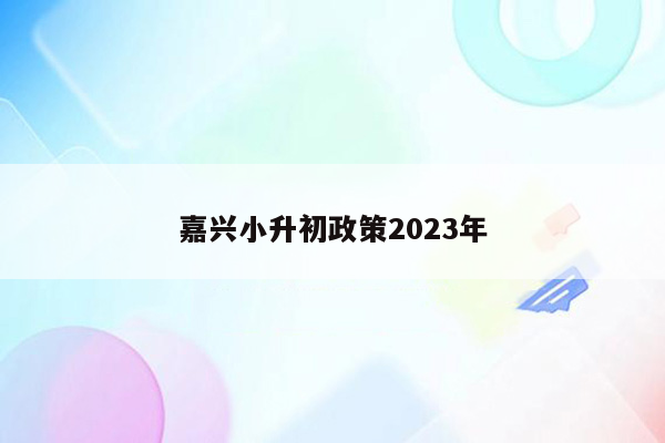 嘉兴小升初政策2023年