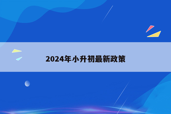 2024年小升初最新政策