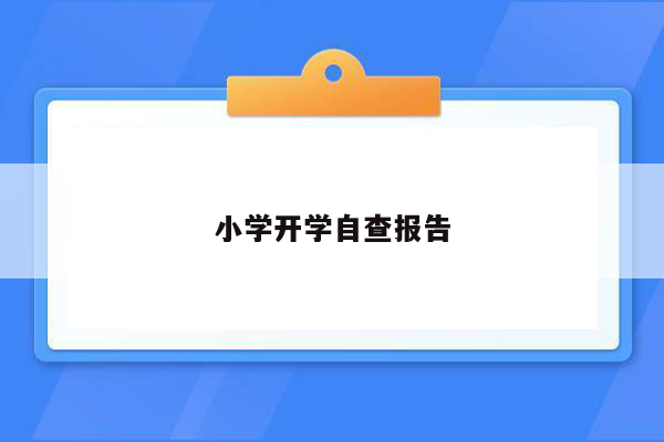 小学开学自查报告