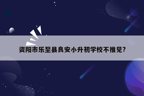 资阳市乐至县良安小升初学校不推见?