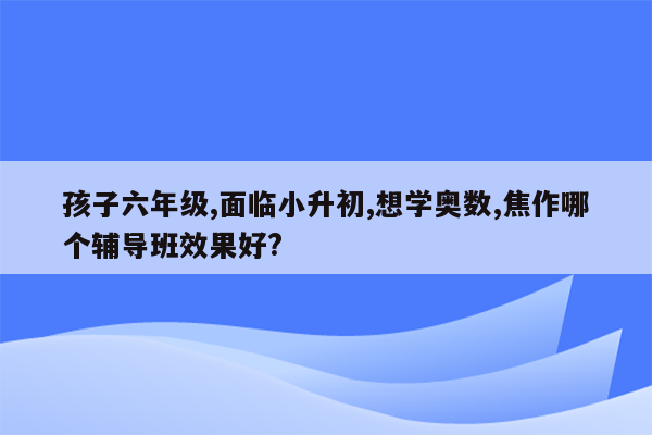 孩子六年级,面临小升初,想学奥数,焦作哪个辅导班效果好?