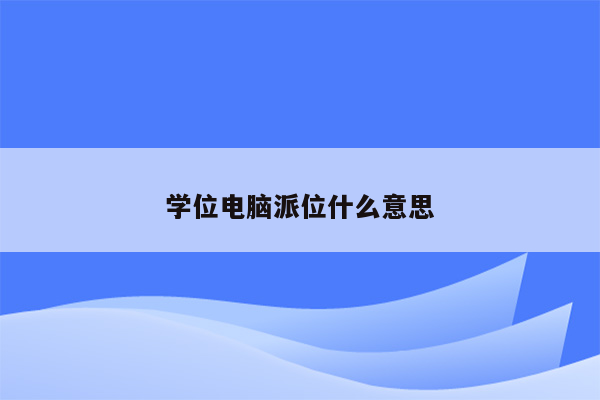 学位电脑派位什么意思