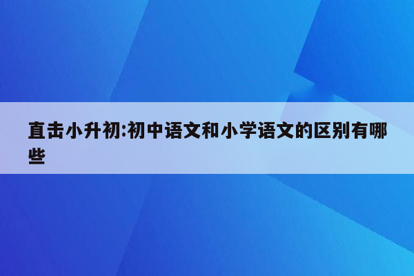 直击小升初:初中语文和小学语文的区别有哪些