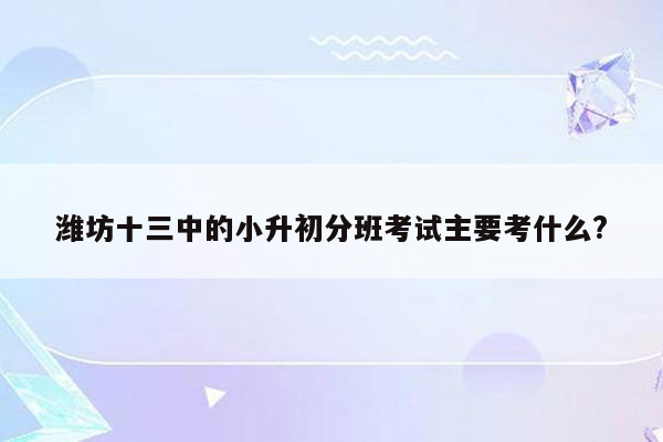 潍坊十三中的小升初分班考试主要考什么?