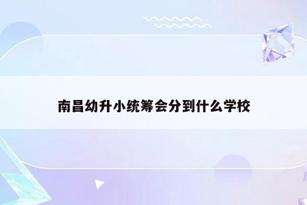 南昌幼升小统筹会分到什么学校