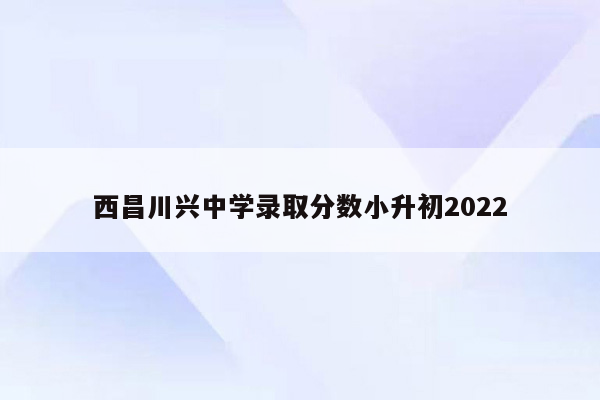 西昌川兴中学录取分数小升初2022