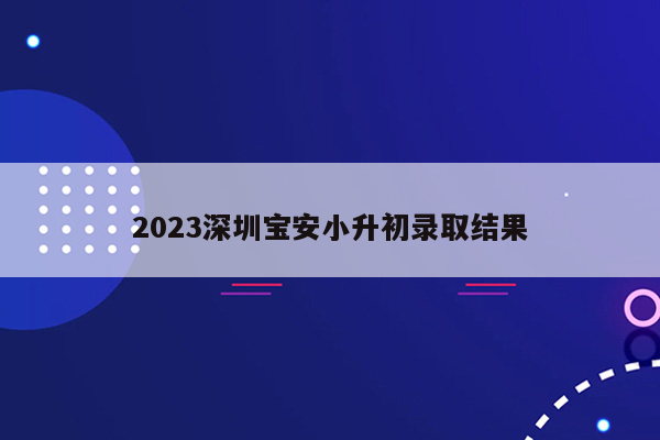 2023深圳宝安小升初录取结果