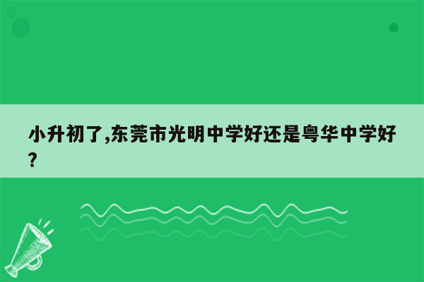 小升初了,东莞市光明中学好还是粤华中学好?