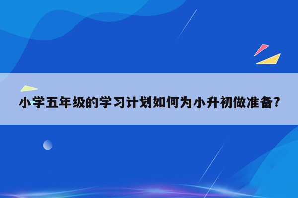 小学五年级的学习计划如何为小升初做准备?