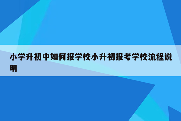 小学升初中如何报学校小升初报考学校流程说明